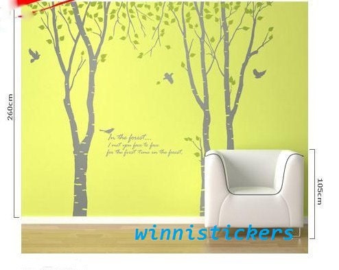 Vinyl Wall Decal Nature Design Tree Wall Decals Wall stickers Nursery wall decal wall art------3 Birch trees