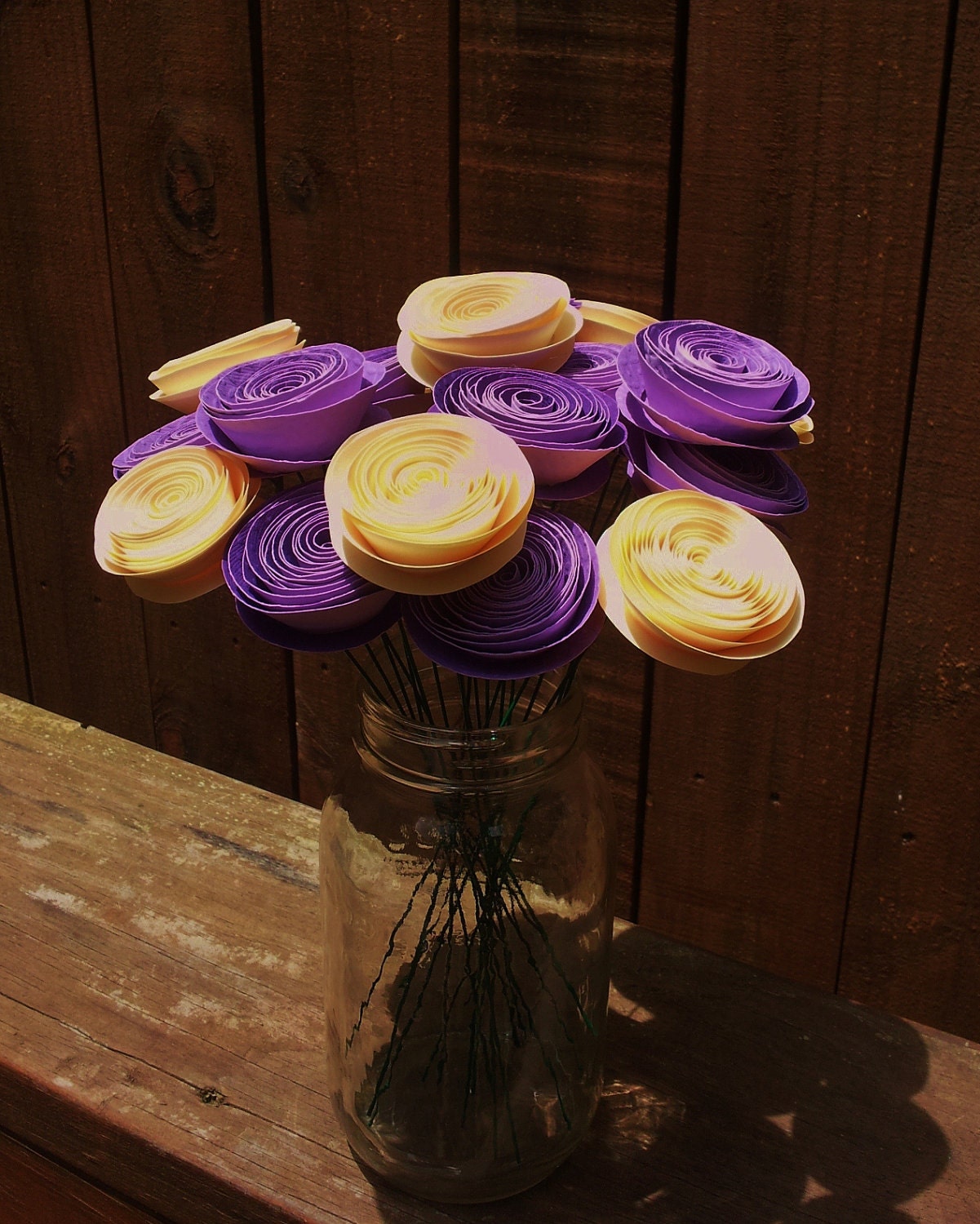 20 Paper Flowers in Blueberries & Cream and Lavender Purple - Handmade Paper Flower Bouquet for Brides, Weddings, Showers, Birthdays