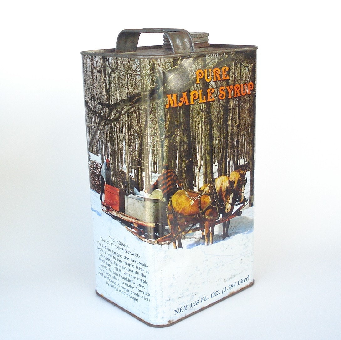 Pure Maple Syrup Tin Can from Vermont by VintageLink on Etsy