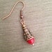 Red Natural coral earrings in copper