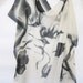 Lovely Ivory Cream and Black Silk Chiffon Scarf Vintage 48 x 46 Square