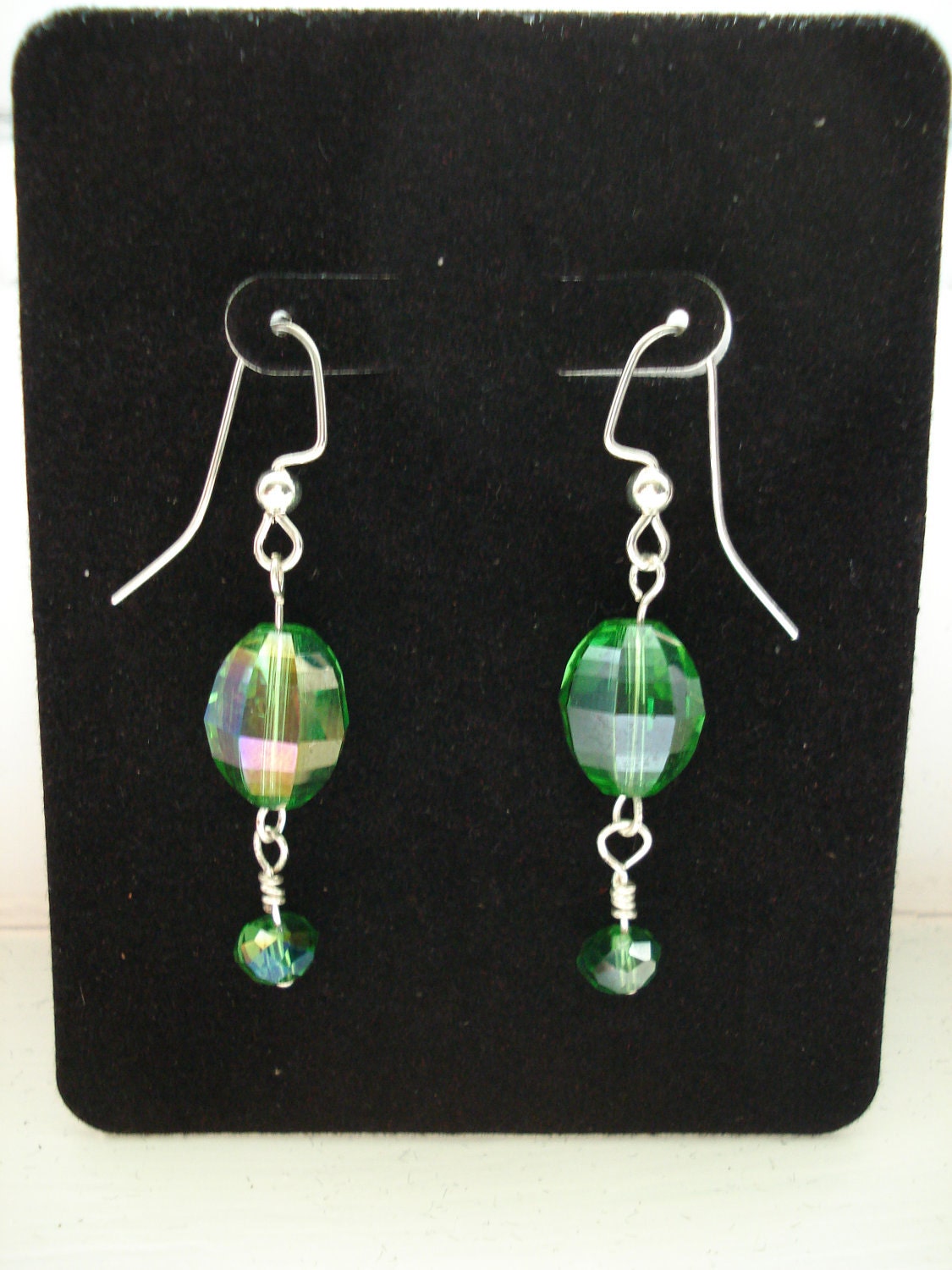 Watermelon green crystal dangle earring