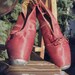 Vintage Rare 1940's Red Ballet Steel Toe Pointe Shoes