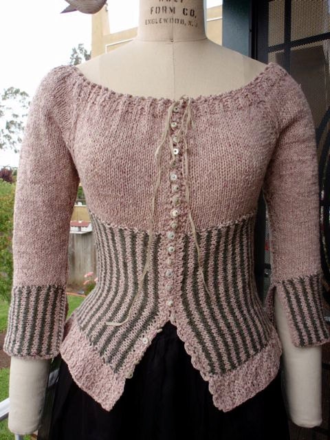 Vintage Style French Rococo Corset Waist Hand Knit Spring Cardigan Sweater Steampunk Bohemian
