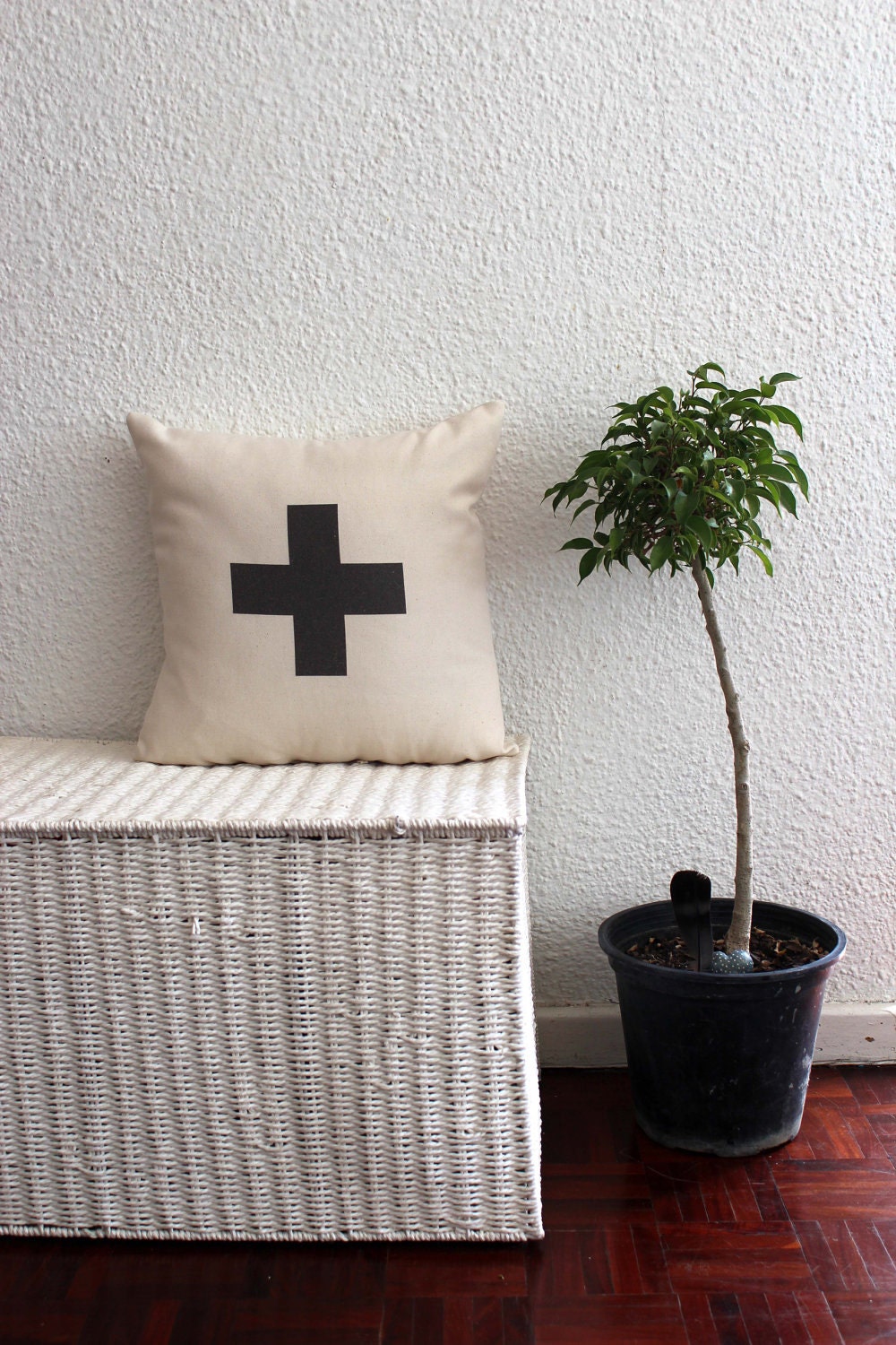 Plus Typographic / Swiss Cross 16x16 inch Pillow Cover, Throw Cushion, Minimalist and chic