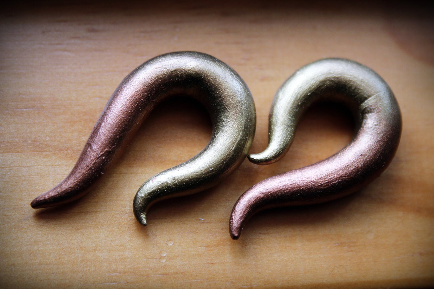 Custom Rustic Flame Metal Coated Polymer Clay Plugs