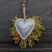 Bridesmaid Gift, Primitive Country Rustic Dried Flower Tin Heart Tart Cup Ornament Arrangements with Sweet Annie Set of Four