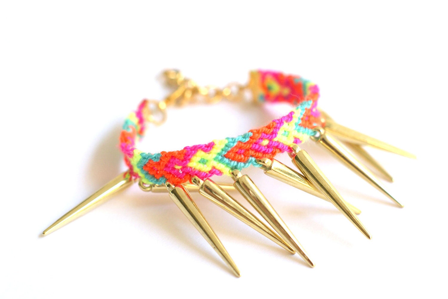 Gold Spikes Friendship Bracelet.