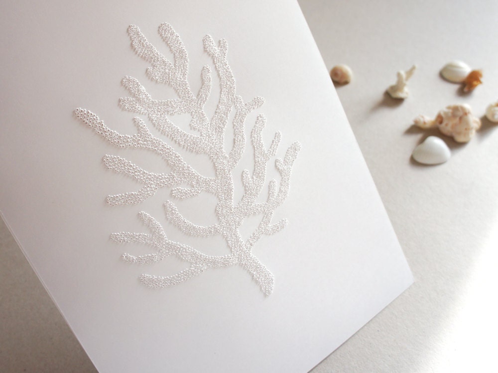 White Sea Coral, pinhole art poster, wall decor, A4