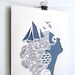 Sirene - handmade papercut poster - A4