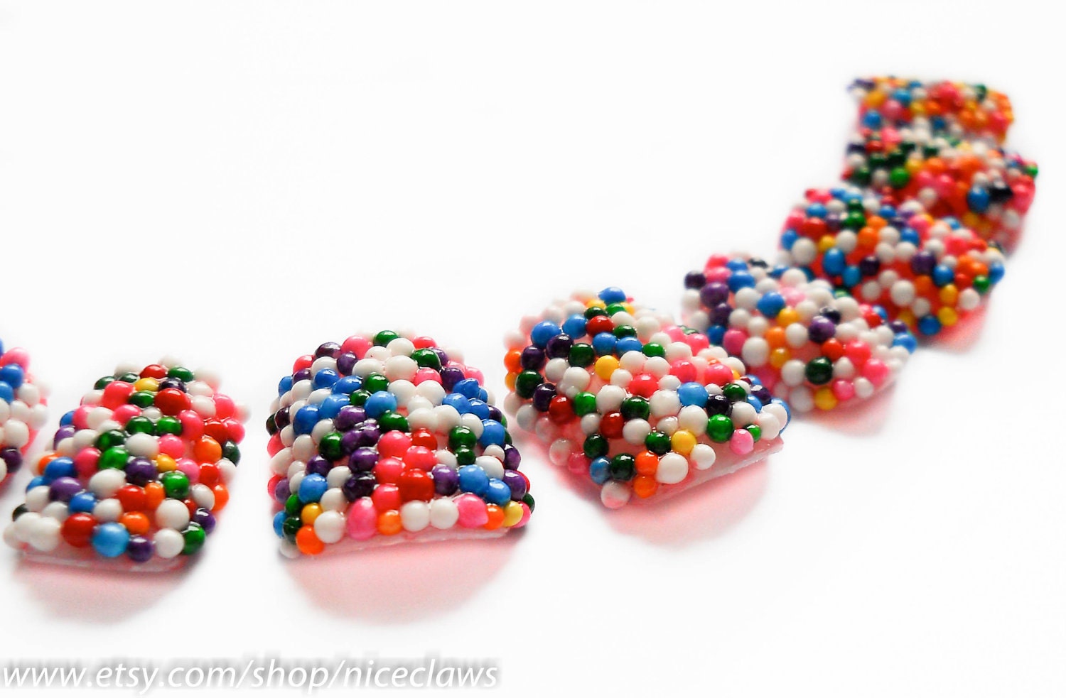 SALE Candy Sprinkles Nails, Bubblegum Gumball Artificial Short 3D Fingernails