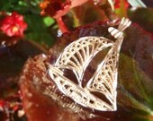 Solid 14k Yellow Gold Sail Boat Pendant