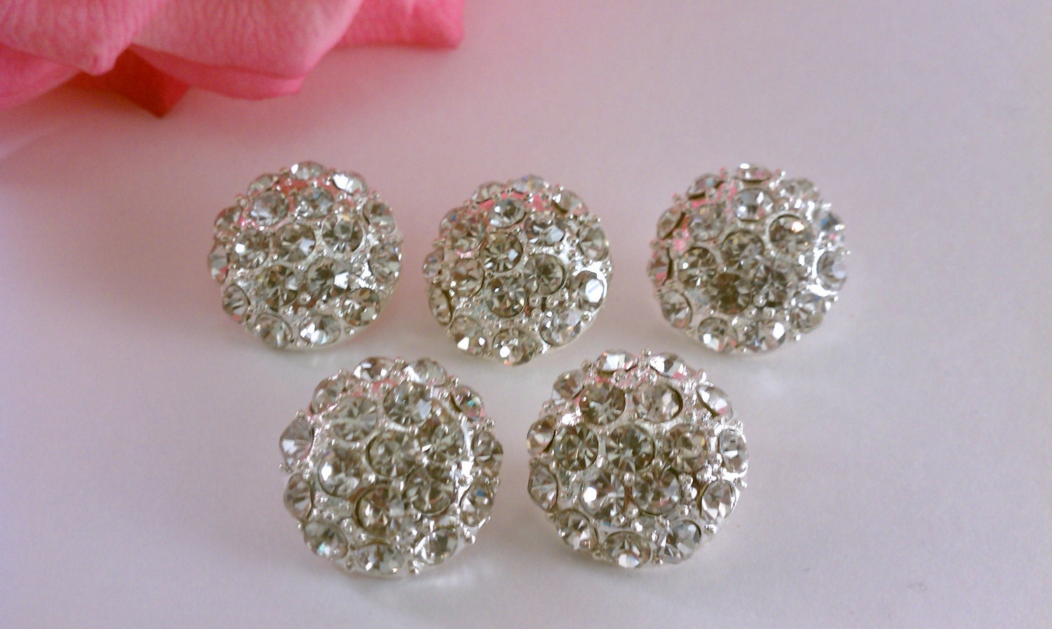 Rhinestone Metal Button. Set of 5 (RB-20)