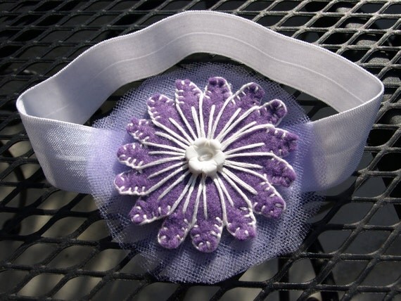 Lavender felt flower infant or toddler headband
