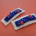 Back to School Girls Hair Clip (set of 2) Team Spirit Collection : Red, White & Blue Hair Bow Felt Beaded