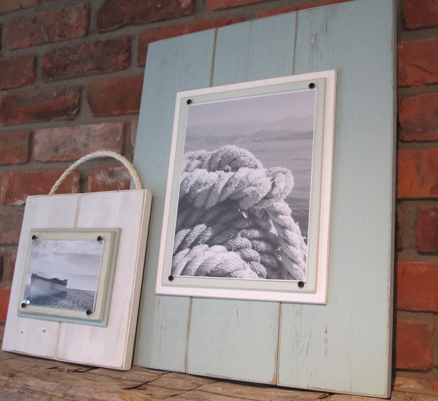 Large Distressed Seafoam Green Plank Frame for 8x10 Photo