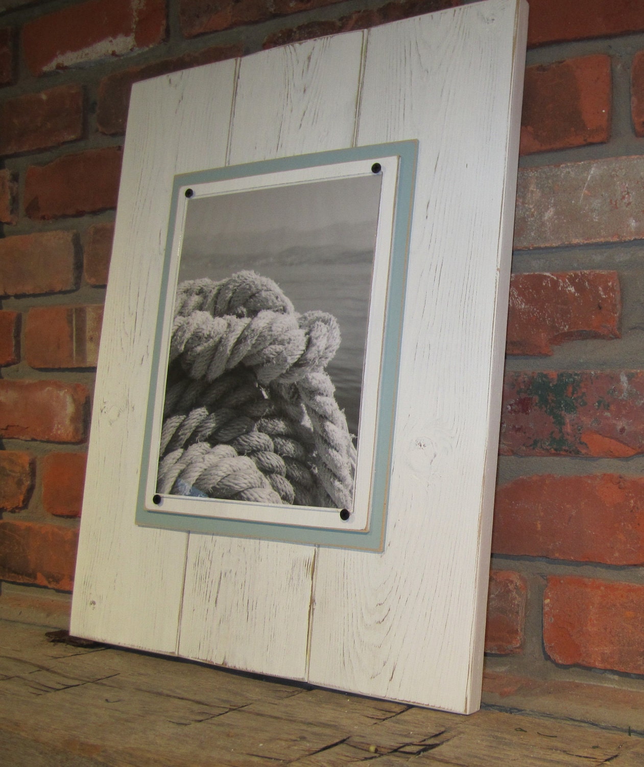 Large Distressed White Plank Frame for 8x10 Photo