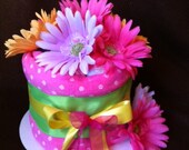 Sale 10% OFF .. Hooded Towel Mini Diaper Cake.. Baby Girl.. Hot Pink
