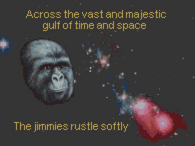 SALE rustle my jimmies cross stitch pattern across the cosmos jimmies rustle softly