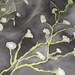 Hand Painted silk scarf. White flowers, black and gray shadows on silk chiffon. Summer fashion accessory.