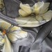 Hand painted silver cream golden silk scarf silk fringe
