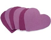 Big purple hearts, handmade paper, recycled, deckle edge, set of 6, two shades of purple