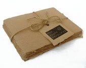 Brown handmade recycled kraft paper, 10 small sheets, A2 card size