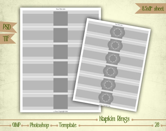 Napkin Rings - Digital Collage Sheet Layered Template - (T028)