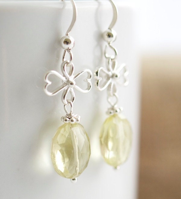 Citrine Earrings, Yellow and Silver Dangle Earrings, Yellow Earrings