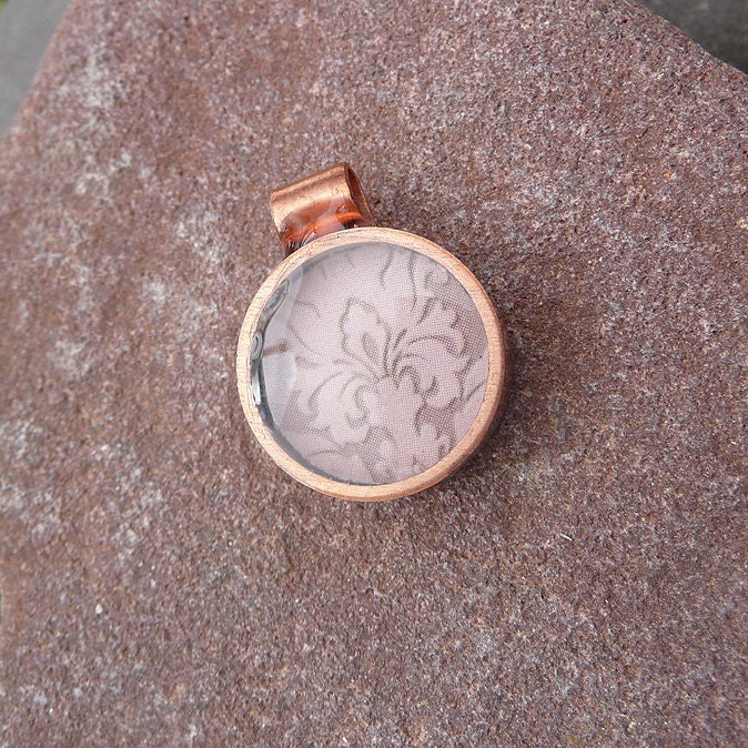 Purple Damask - Copper and Resin Pendant