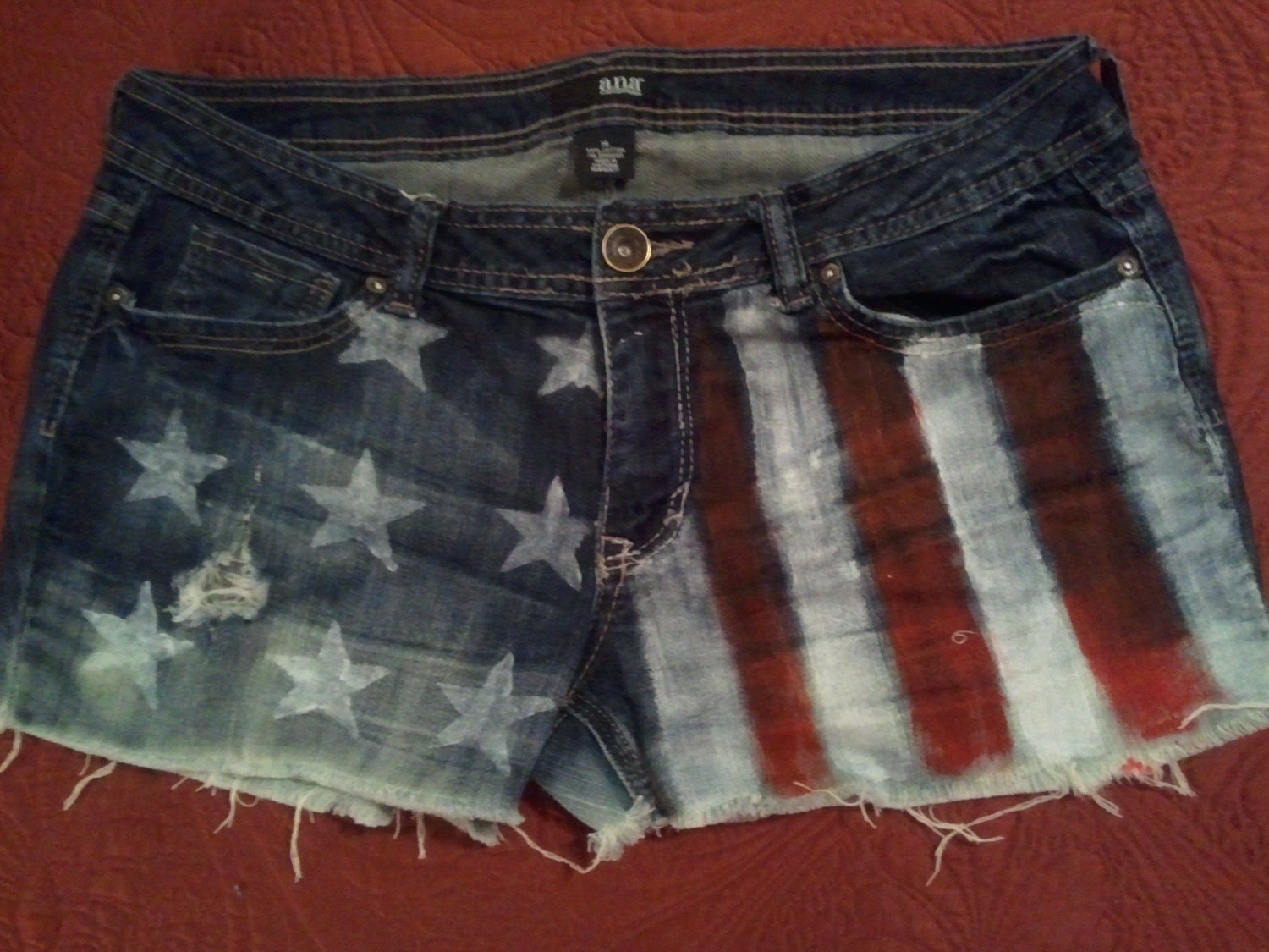 CUSTOM: Denim Womens/Junior Cut Off Shorts. Custom Made to Show Your Patriotic Spirit.