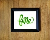 Green Watercolor Print "Fine" 4" x 6" Unframed