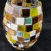 brown yellow & mirror mosaic vase