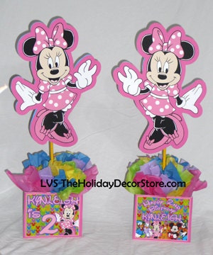 PINK Minnie Mouse with pink base- DIY small 12" Mickey Mouse Clubhouse Birthday Party Centerpiece