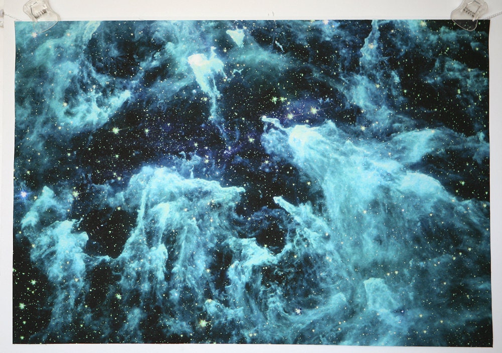Astronomy Fabric All Pillars Point to Eta Cyan Blue Photograph on EQ Printable Cotton Fabric Sheet