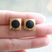 Geometric square with black circle stud earring