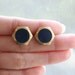 Navy geometric hexagon circle stud earring