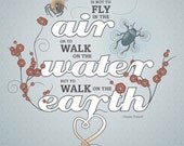 Chinese proverb Art Print Illustration Quote inspirational 8x10 - Walk on the earth