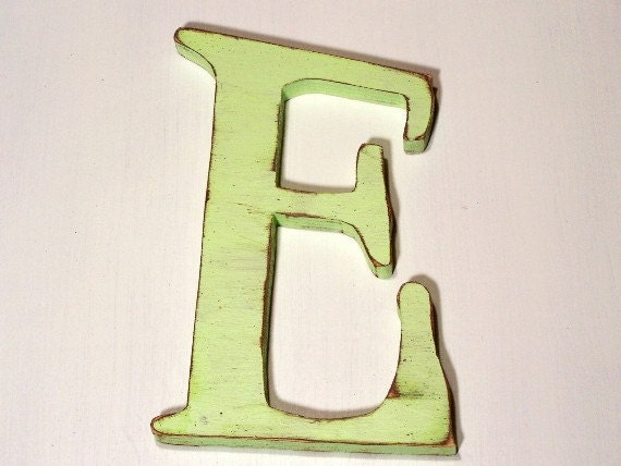 Large wooden letter "E", nursery letters, 13 inches tall, alphabet letters, home decor, shabby chic, distressed, painted Spring Green