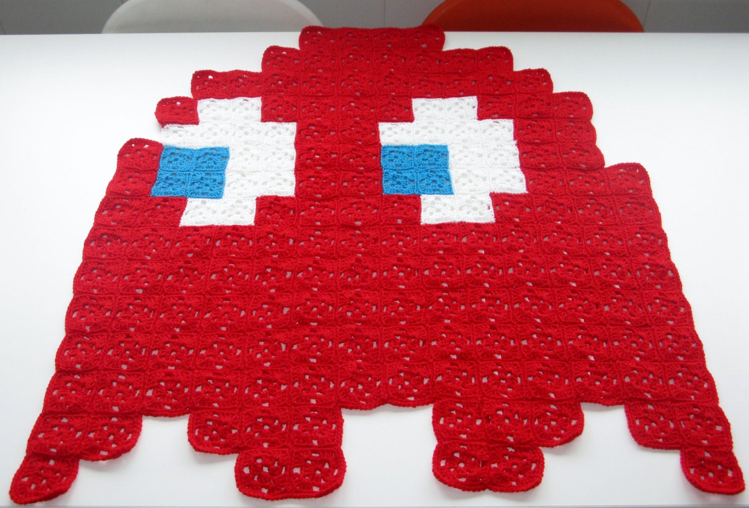 PacMan Red Ghost 8bit Crochet Blanket by AtomicBits on Etsy