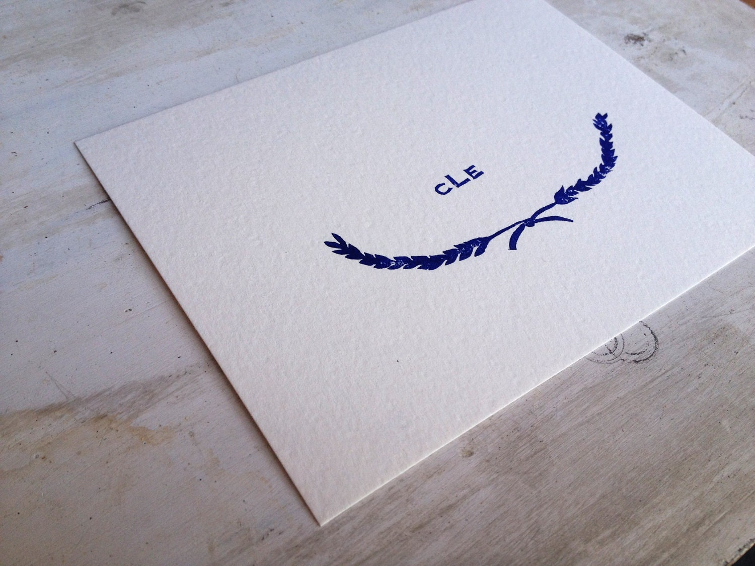 Prince Laurel Monogram Stamp and Notecards