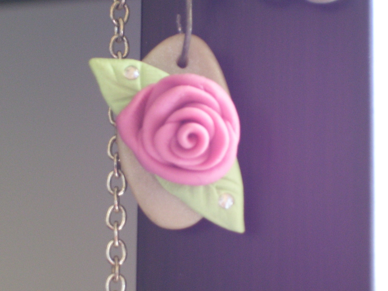 Rosette Necklace with Swarovski Crystal Embellishment