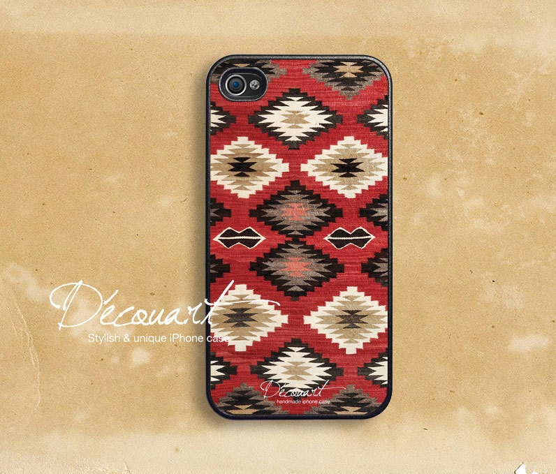 iPhone 5 case, Unique iPhone 4 case, iPhone 4s case, case for iPhone 4, red navajo pattern B116