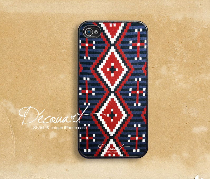 iPhone 5 case, Navajo iPhone 4 case, iPhone 4s case, case for iPhone 4, red and blue navajo B149