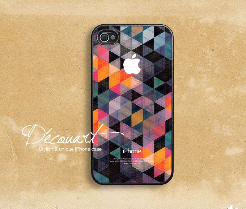 iPhone 5 case, iPhone 4 case, iPhone 4s case, case for iPhone 4, pyramid geometric shapes with apple logo B292