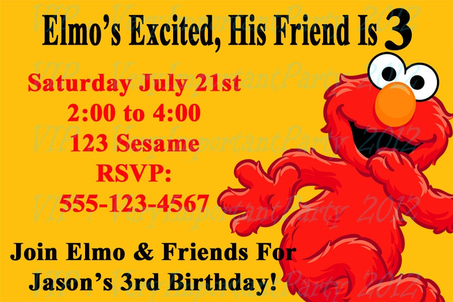 Elmo Birthday Party Invitation - Sesame Street - Digital - Special Price Il_570xn