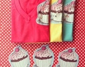 Super sale - Cupcake T-shirt With Sequins Sprinkled On Top, colorful short sleeve athletic sporty comfy shirt