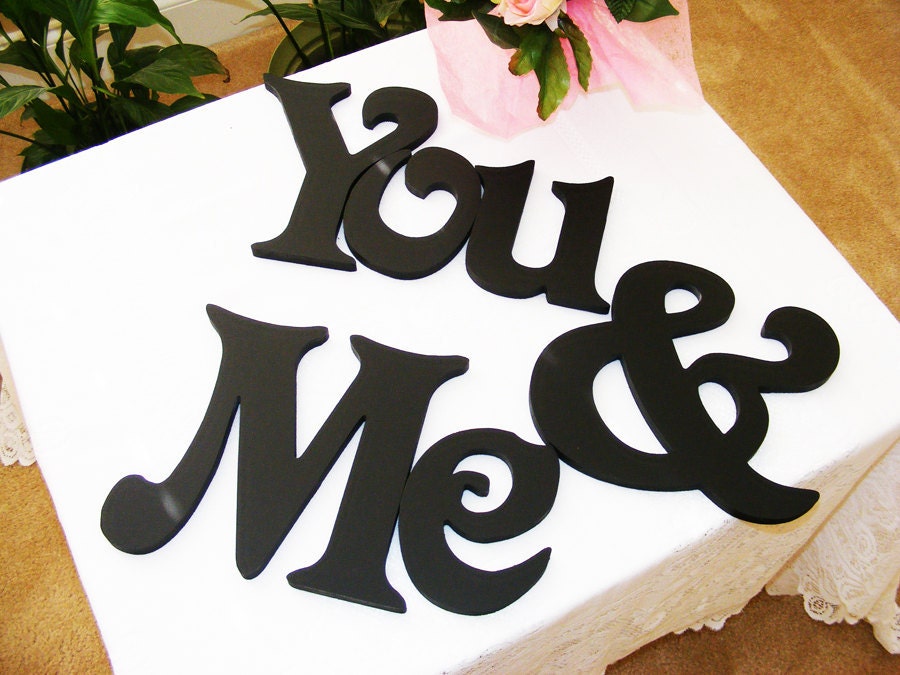 You & Me - Custom painted wooden wedding letters-Home decor- wall hanging- monogram letters- DIY - Photography prop
