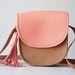 Cross Body Leather Bag in Nude and Dusty Pink