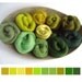 Merino Wool Tops - mix - Green - 21 micron - 10 colours - 100g / 3.52 oz . ROBIN HOOD